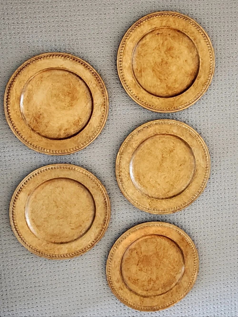 Pottery Barn Handbrushed Gold Beaded Gilt Charger 14